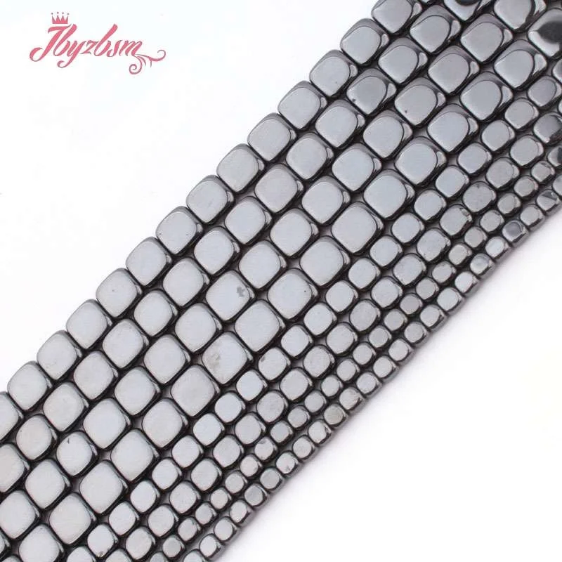 3 6 8 мм плоские квадратные черные гематитовые бусины из натурального камня для