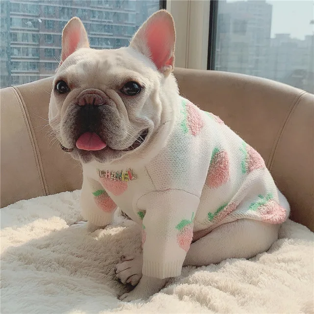 

New Pet Autumn/winter Sweater for Cats and Dogs Peach Print Clothes Corgi Dog Schnauzer Teddy Small Medium-sized Dog Clothing