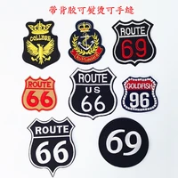 50pcslot round embroidery patches letters clothing decoration route number gold strange things diy iron heat transfer applique