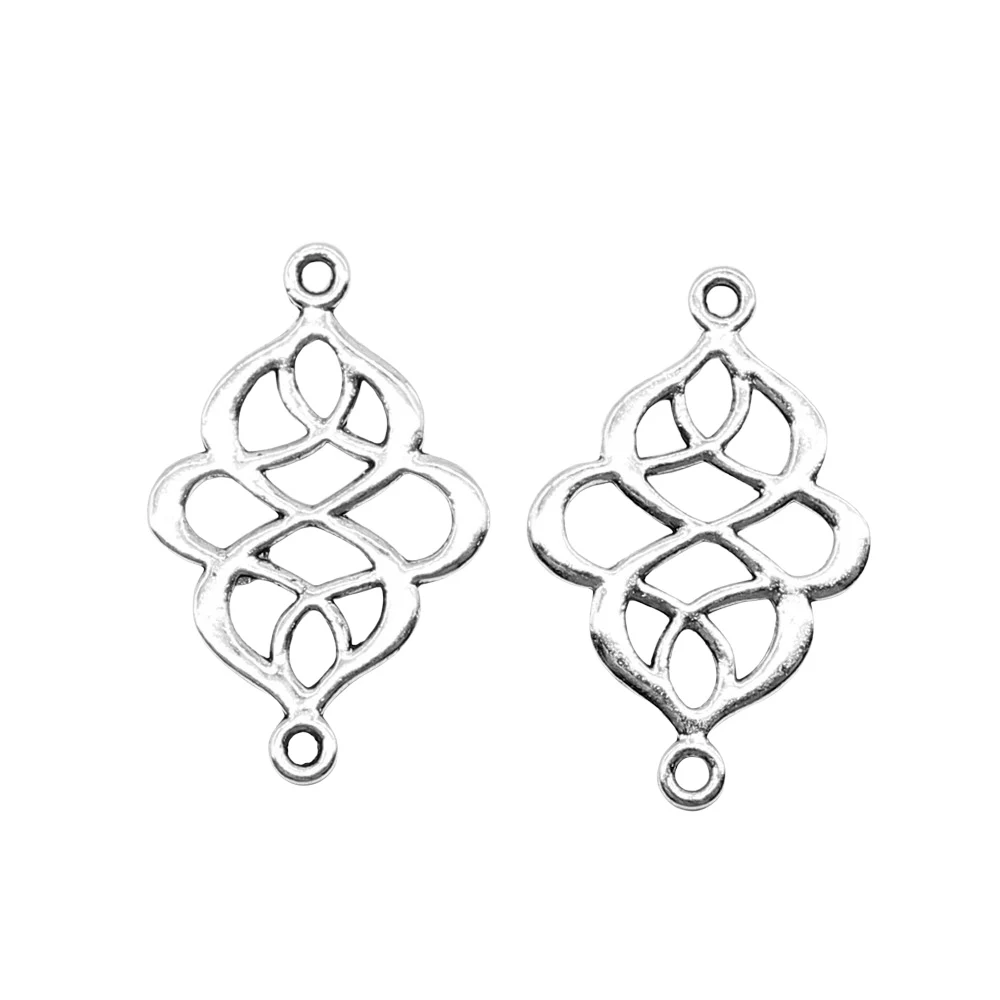 10 шт./лот ювелирные изделия «сделай сам» Подвески ручной работы античный серебряный цвет 17x26 мм соединитель для китайского узла