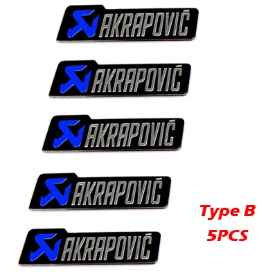 Type B 5PCS Универсальный алюминиевый Akrapovic стикер s глушитель наклейка глушитель наклейки для мотоцикла и автомобиля Наклейка - Название цвета: Type B 5PCS