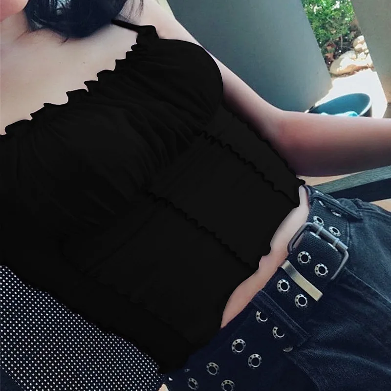 Топ женский эластичный без рукавов пикантный фиолетовый базовый укороченный топ