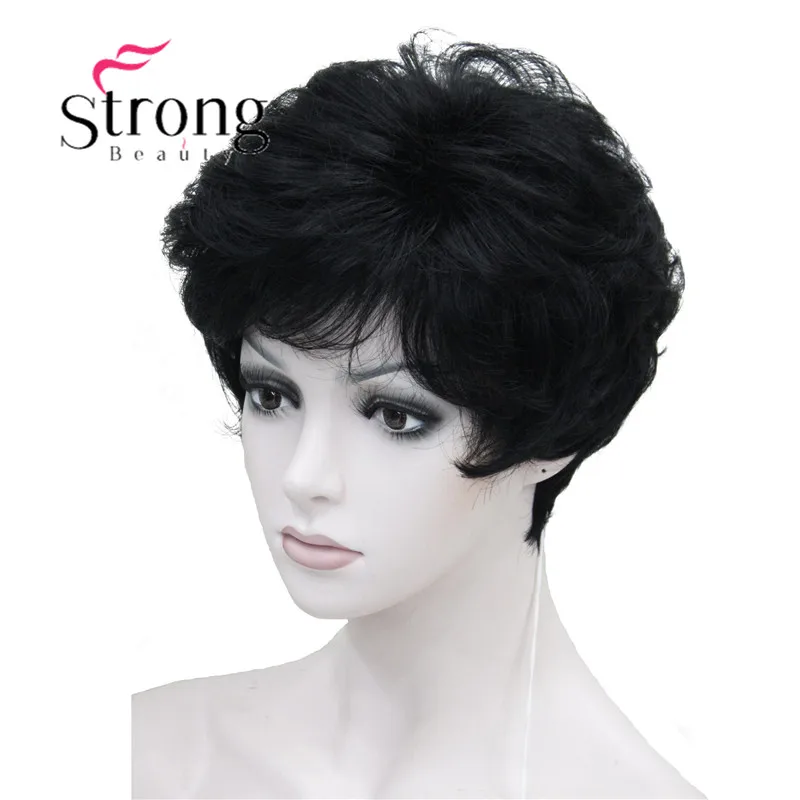 StrongBeauty женские парики пушистые естественные кудрявые короткие синтетические волосы Полный парик 11 цветов