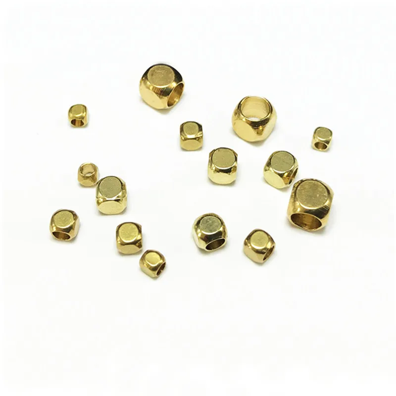 

100 шт. 1,5/2/2.5/3/4/5/6 мм металлическая Латунь Золотой квадратный бисера свободные бусины DIY Spacer Бусины для ожерелий и браслетов для изготовления ...