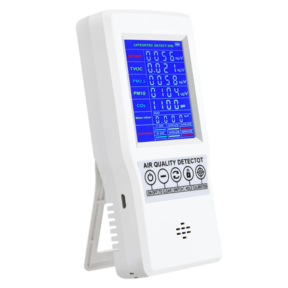 

TVOC HCHO CO2 PM2.5 Intelligent Digital LCD Formaldehyde Detector Protable Home Air Quality Meter Carbon Dioxide Gas Analyzer