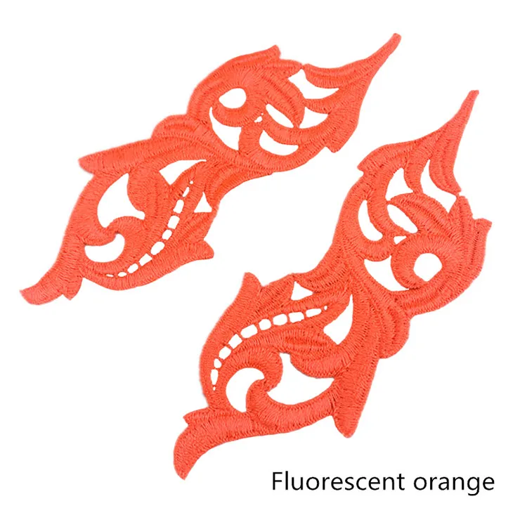 fluorescent orange 2 пары Venise флуоресцентные желтые оранжевые цветы кружевная отделка танго танец балетные костюмы платье Декор шитье аппликация ремесла DA001 - Цвет: fluorescent orange