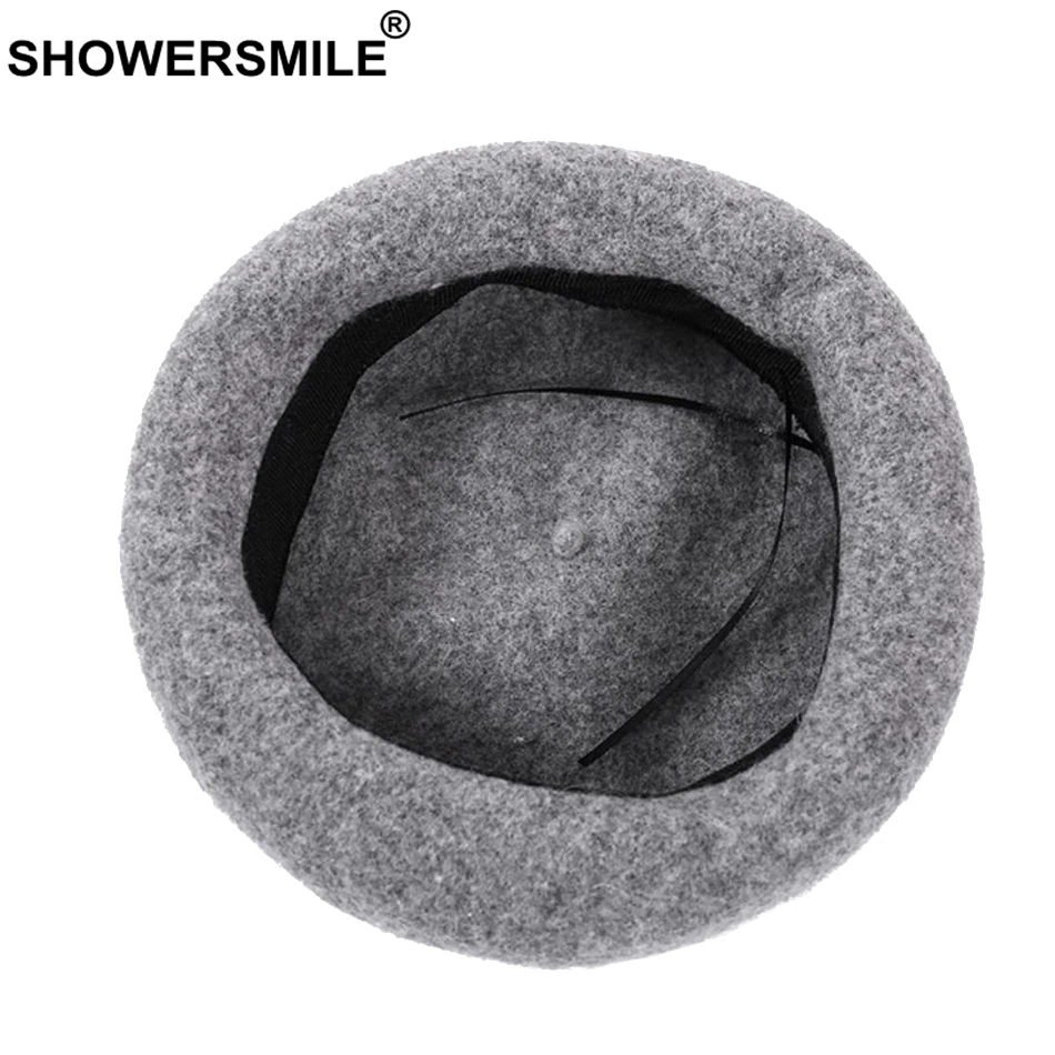 SHOWERSMILE женские теплые береты желтые шерстяные французские головные уборы