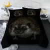 BlessLiving Hedgehog Summer Quilt Set Covert Animal Kids Bedding 3pcs Cute Bedspreads Black Cozy Comfortable Couette De Lit 1