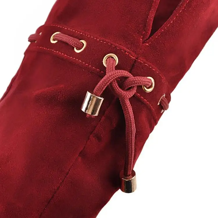 Сапоги на скрытом каблуке модные женские сапоги до бедра высокие цвет красный