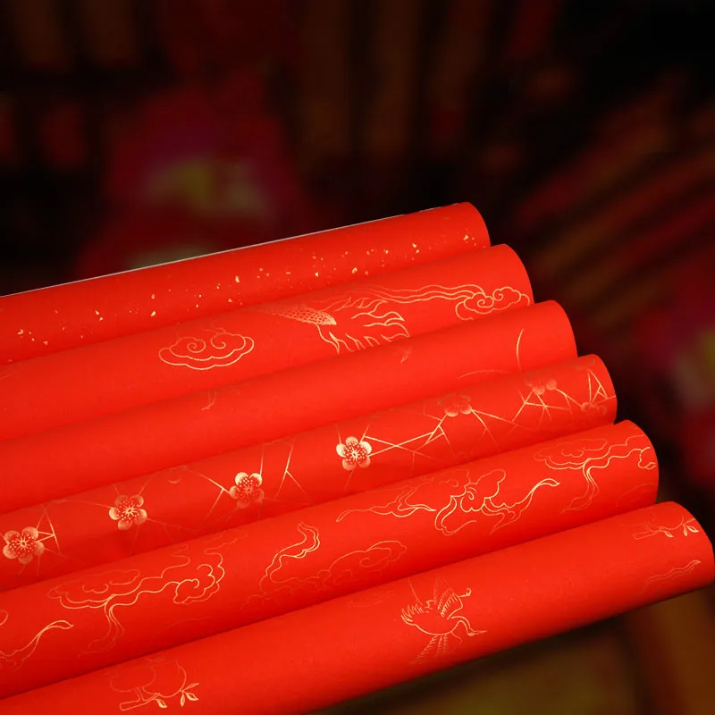 

Red Xuan Paper for Couplets Chinese Spring Festival Calligraphy Paper 10sheets Chinese Half Ripe Red Xuan Paper Rijstpapier