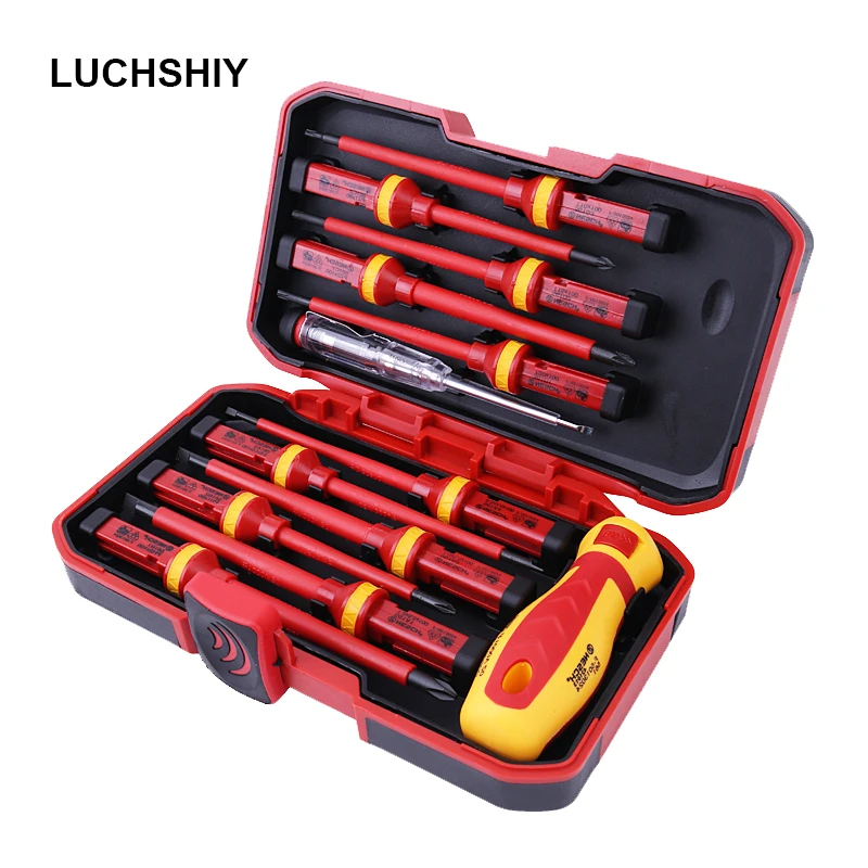 

Insulated Screwdriver Set Screw Driver Bit Magnetic Phillips Slotted Torx Screwdrivers Durable Holder For Electrician Hand Tools