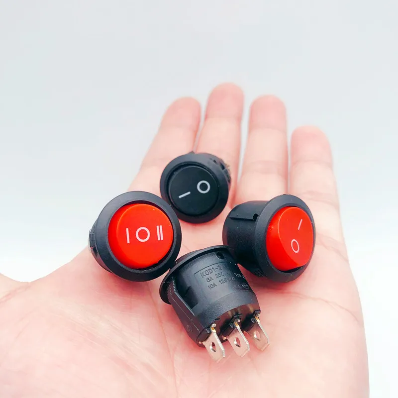 5PCS Round Black KCD1 red 3Pin SPST 3 Position ON-OFF-ON 2 ON-OFF Rocker Boat Switch 6A 220V 10A 125V NO LED 20mm | Обустройство дома