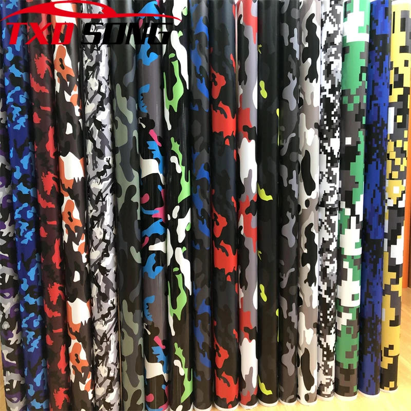 

7 Sizes Digital Red black blue Camo Vinyl Film Camouflage Car Wrap Film For Car Styling Bike Computer Laptop Scooter Motorcycle