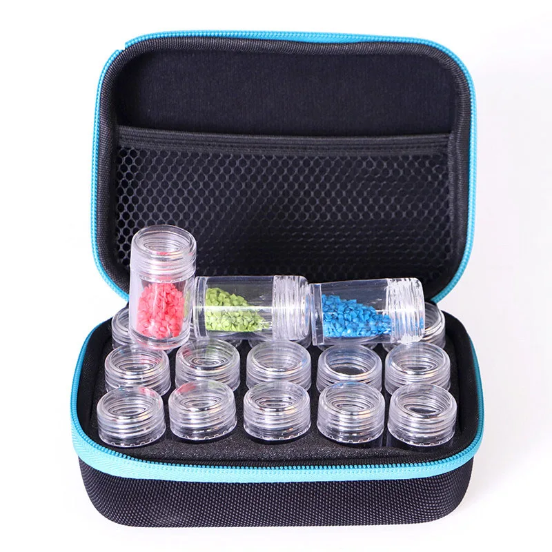 

15 Bottles Diamond storage box New Diamond embroidery diamond painting tool Drill Storage Hand bag Zipper Design
