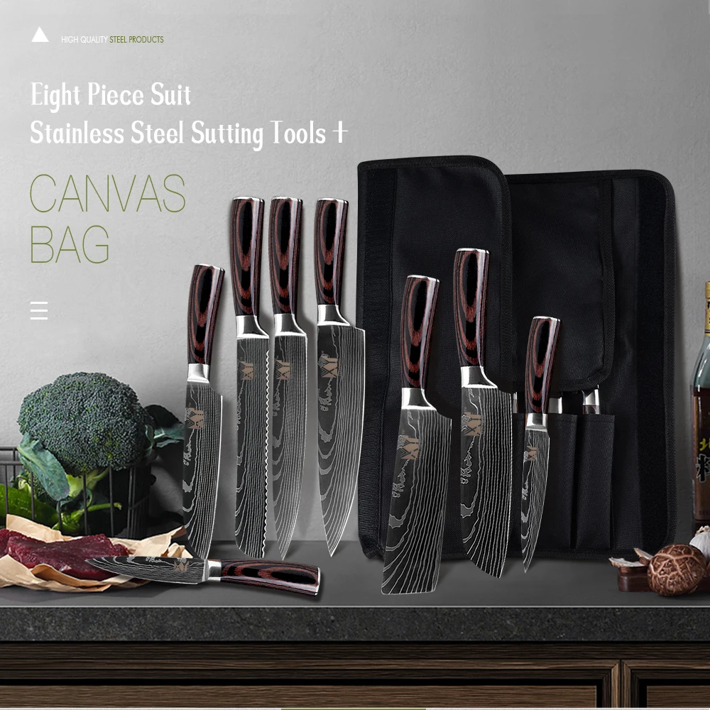 XYj кухонные ножи набор из 10 предметов нож шеф-повара нержавеющей стали + крышка