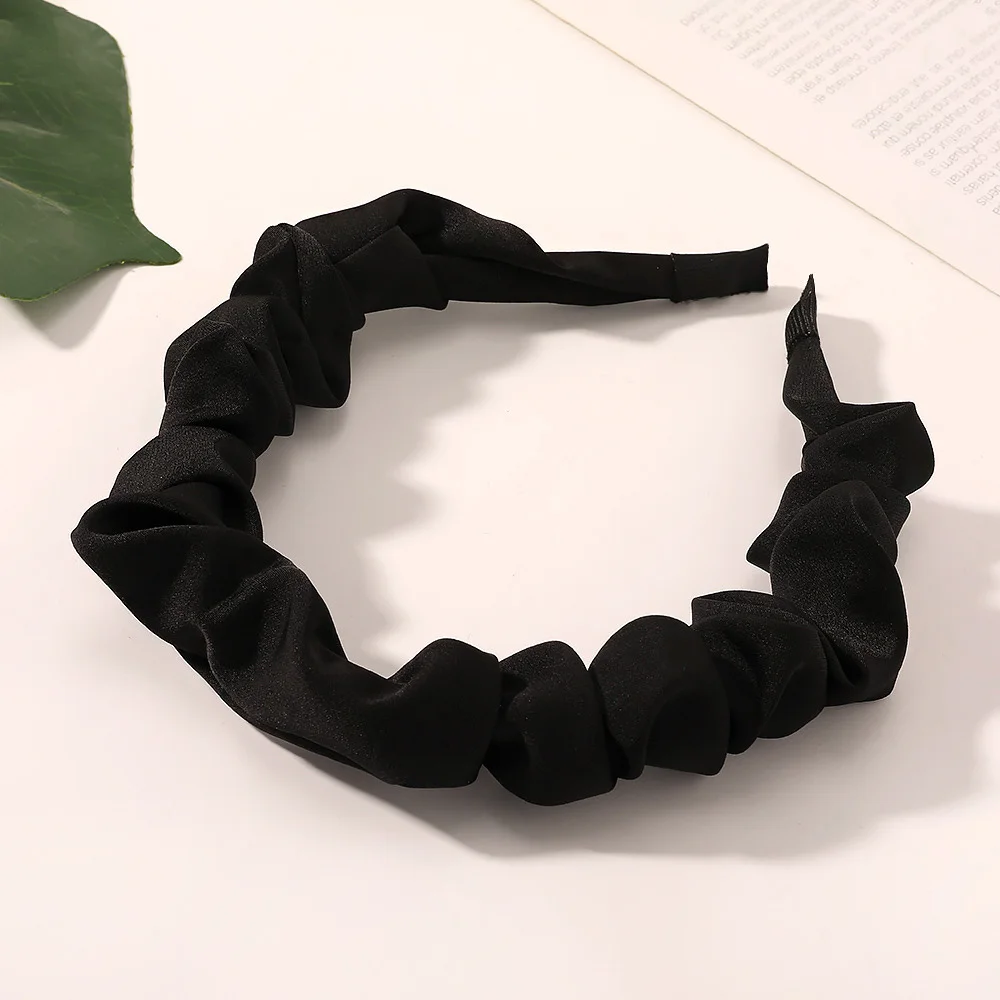 

2021solid Color Satin Pleated Girls Headband Colorful Multi-purpose Sweet Hairband Hair Hoops Hair Band Fashion Hair Accessories