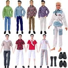 Одежда для Кена 1 Спортивный комплект из двух предметов, куртки свободного покроя, костюмы черный костюм в клетку футболка, брюки, ботинки с высоким берцем для 11,8 Inch Барби аксессуары Игрушка