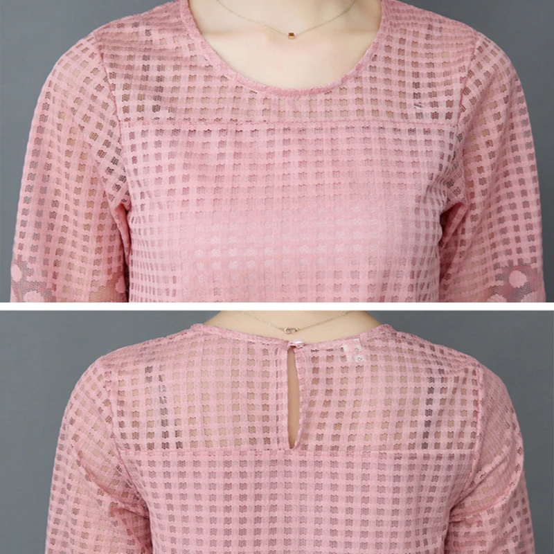 Топы размера плюс 5XL женская блузка шифоновая рубашка 2021 летняя Кружевная блуза с