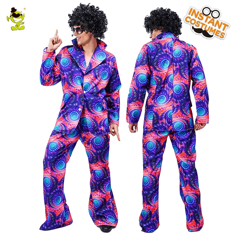 Взрослый Для мужчин с подкладкой Ретро стиль 60 70 хиппи костюм карнавальный