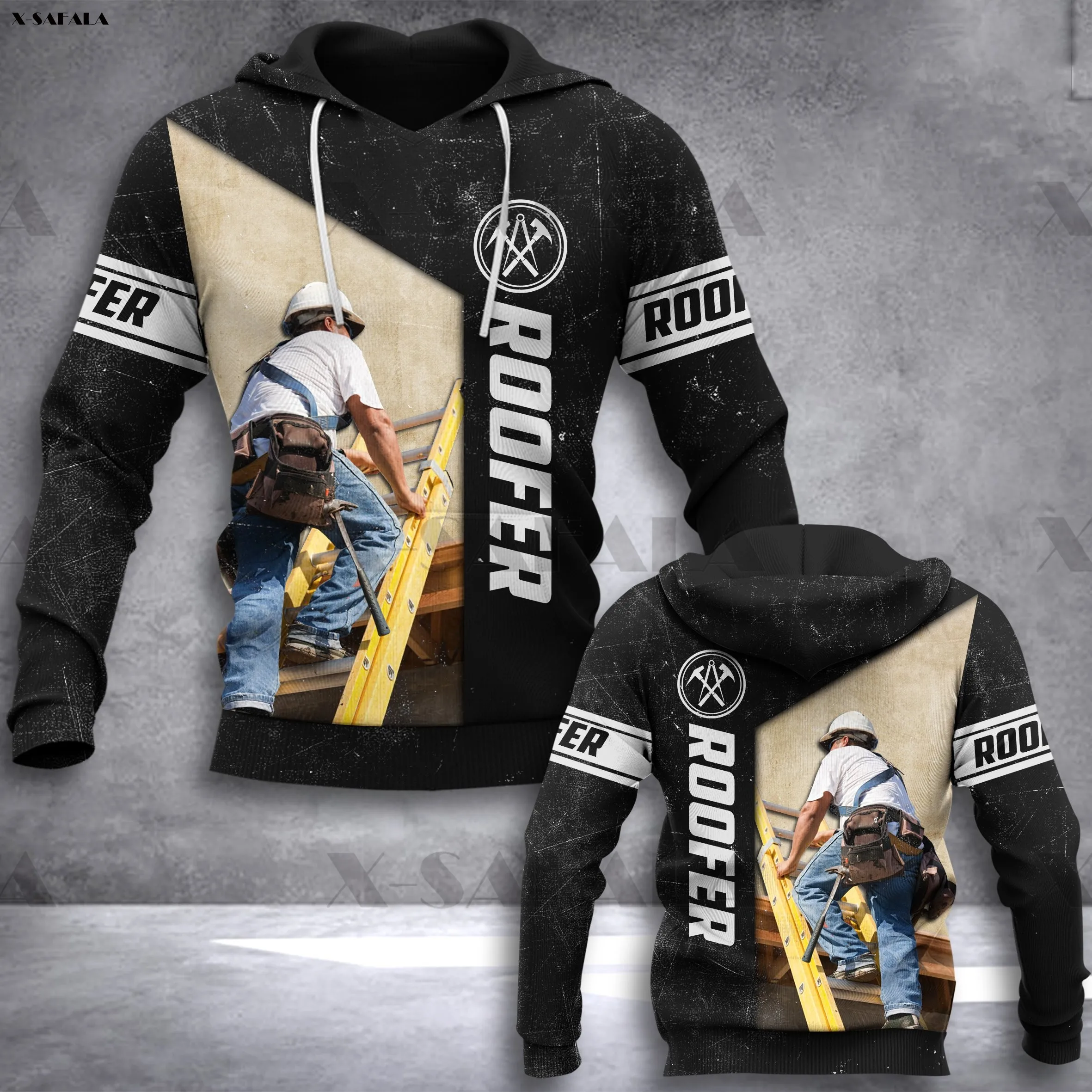 

ROOFER Flash Worker Job Uniform Personalized Printed Hoodie Man Female Zipper Pullover Sweatshirt Streetwear Tracksuits Jersey