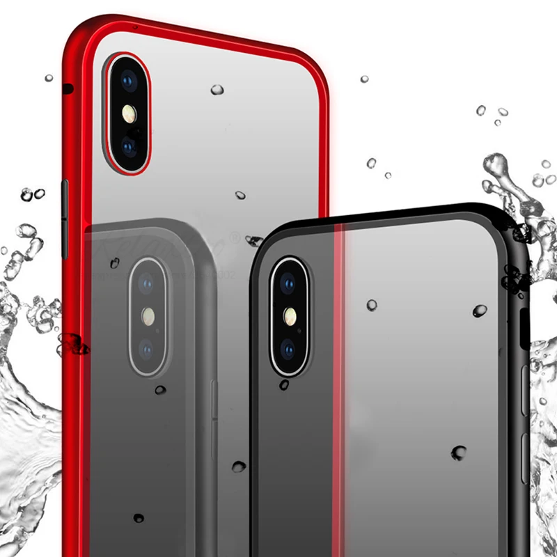 Чехол книжка с магнитной адсорбцией для iPhone X чехол из закаленного стекла 8 7 6 6s Plus