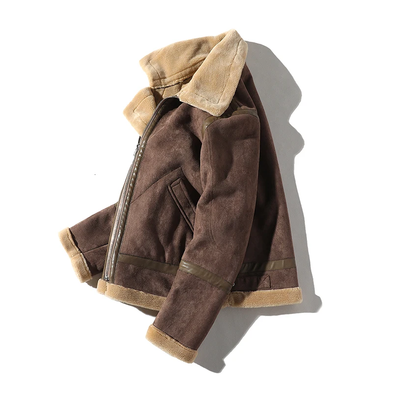 Мужская кожаная парка SOUL OF TIGER Повседневная замшевая куртка на молнии с мехом