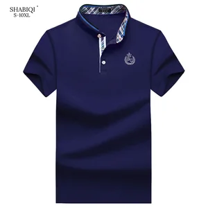 Мужская рубашка поло 2022 Летняя мужская Повседневная дышащая синяя с воротником-стойкой из хлопка с коротким рукавом мужские поло размера плюс 6XL-10XL