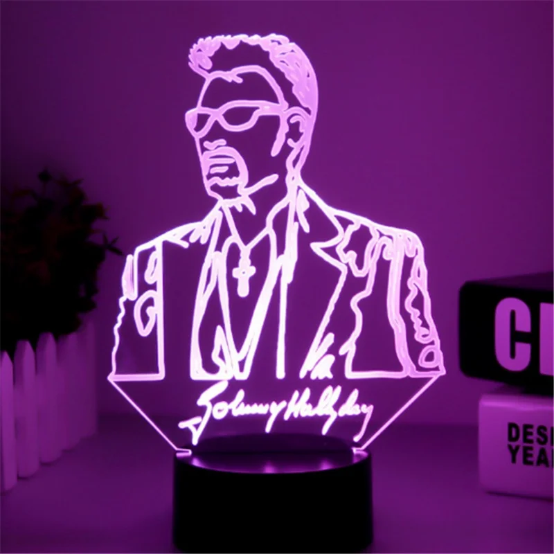 Известной певицы Джонни Холлидей рисунок светодиодный ночной Светильник для