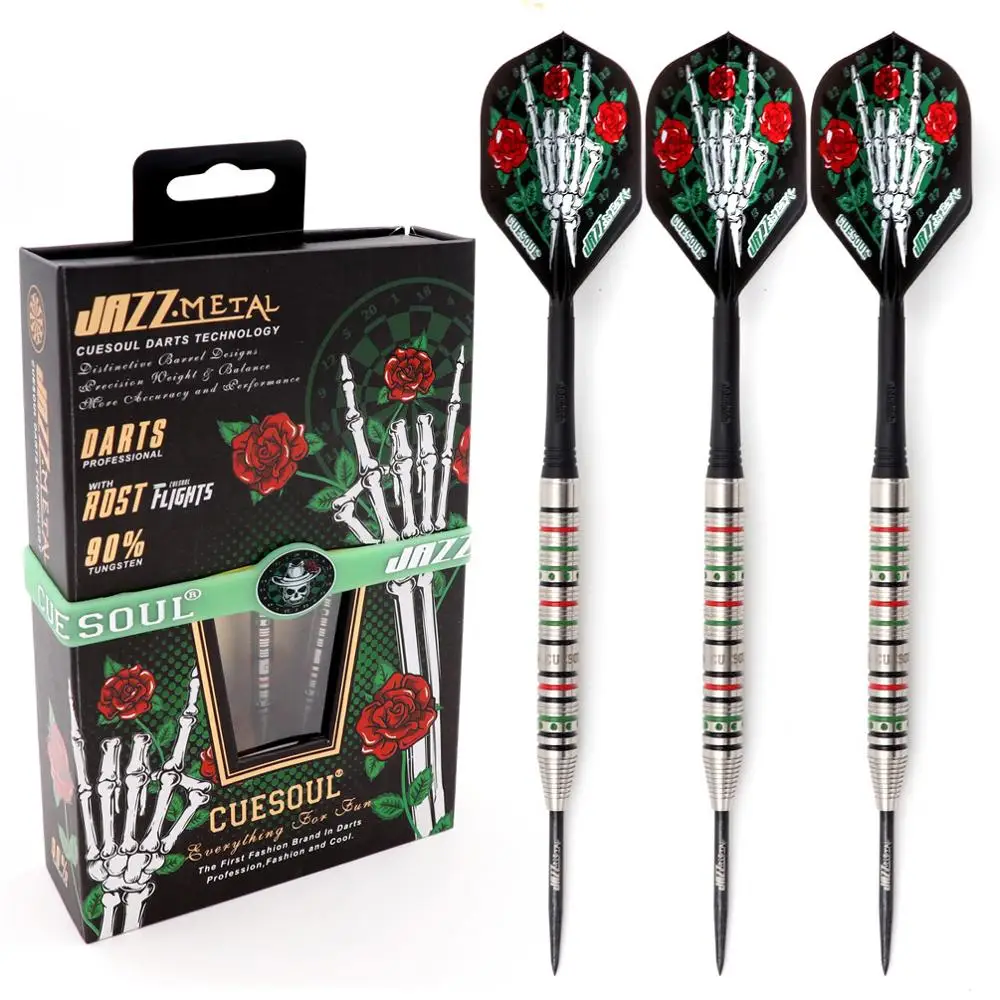 CUESOUL JAZZ-METAL 21/23/25g Steel Tip 90% Tungsten Dart Set with Integrated ROST Dart Flights and Wristband