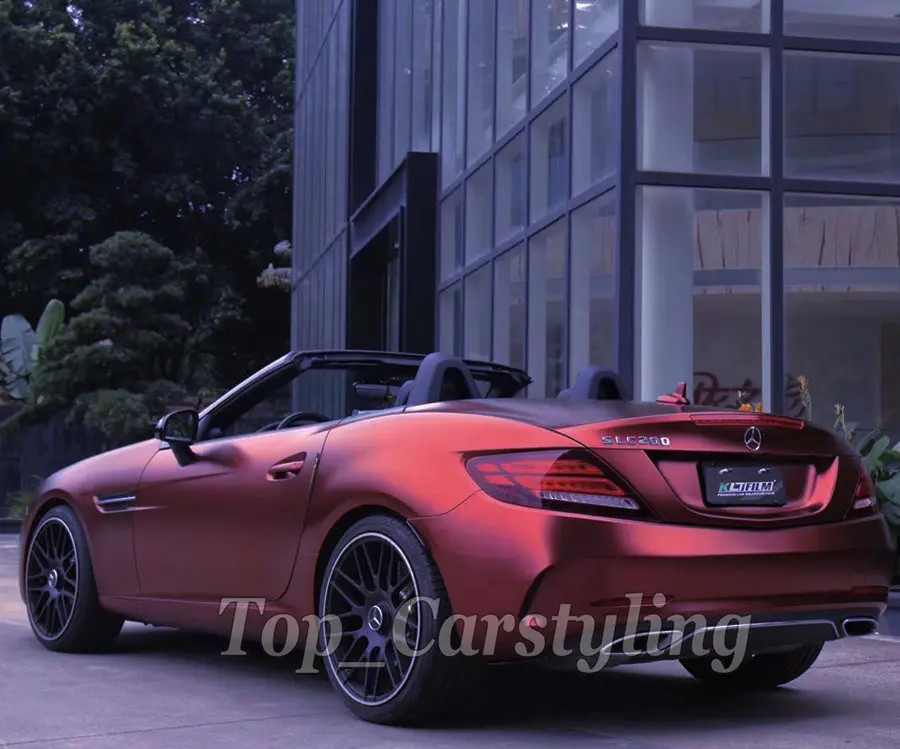 Керамическая атласная винно красная виниловая оболочка для автомобиля с