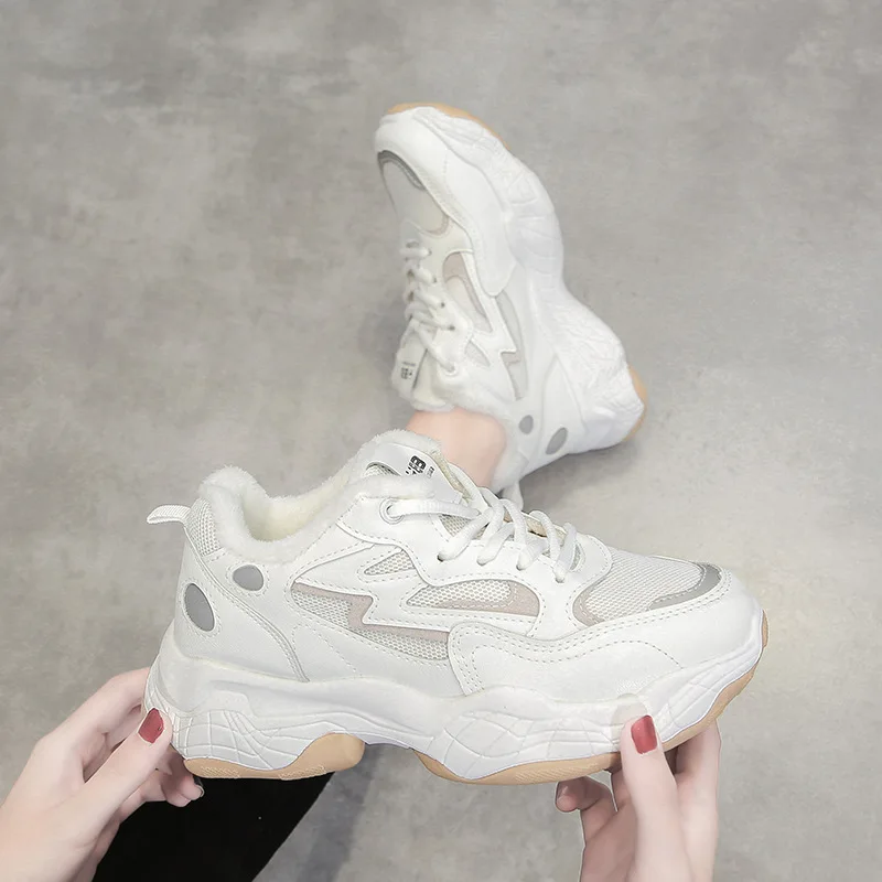 Yalnn/женская модная обувь меховые кроссовки повседневная зимние женские на