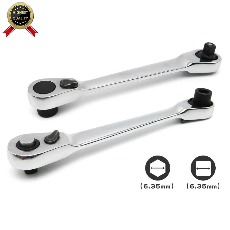 

1/4 Inch Portable Ratchet Wrench Hex Quick Socket Screwdriver Tool Double Ended Repairing Handle Torque Spanner Mini Hand Tools