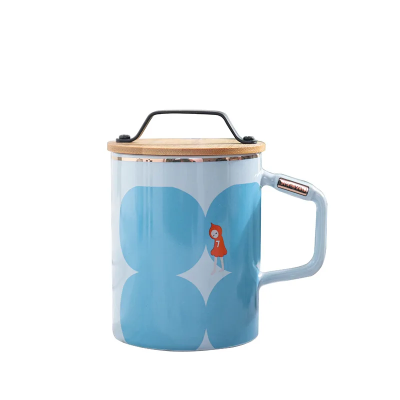 Креативная деревянная портативная чашка в северном стиле модная темно-синяя