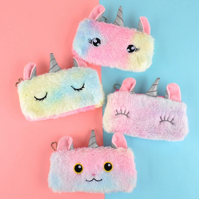 

1 Pieces Kawaii Cute Unicorn Plush Pouch Pencil Case Bag Key Chain Pendant Coin Purse Wallet Case Pouch Bag School Supplies Gift