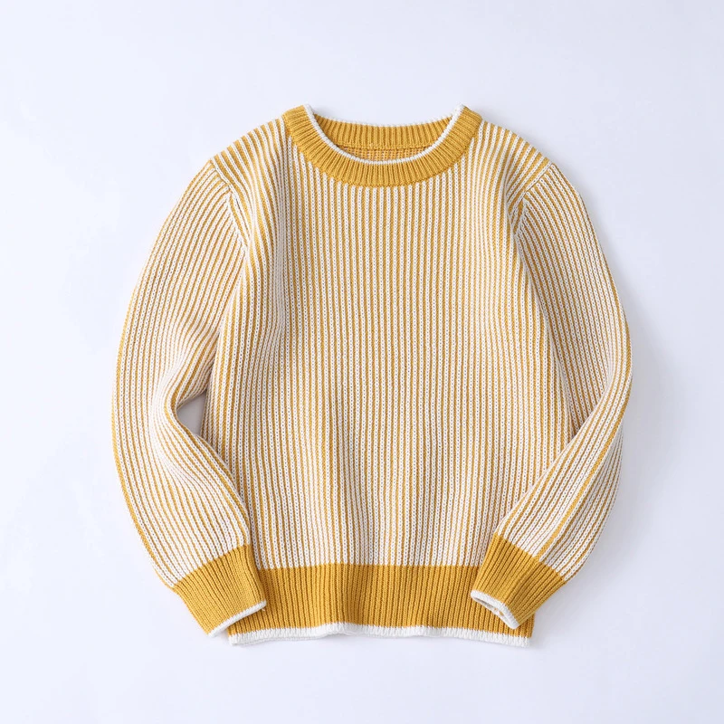 

Kids Boys Sweaters Boys Autumn Winter Striped Sweaters Children Knitted Pullover Big Child Outerwear Pure Cotton Warm Clohes