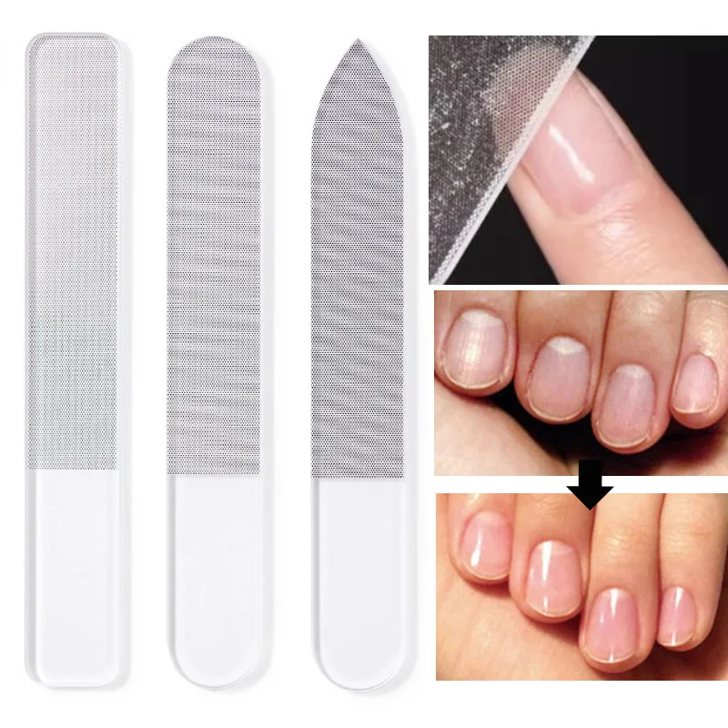 

Professional Clear Nail Nail File for Women Manicure Tool Durable Sanding Polishing Square Round Tip Nanoglass Nail Files