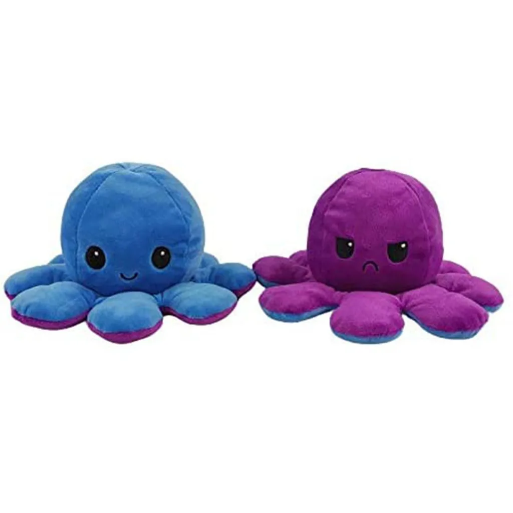 Двусторонняя кукла Octopu с откидной крышкой разные настроения Poulpe Peluche réversible