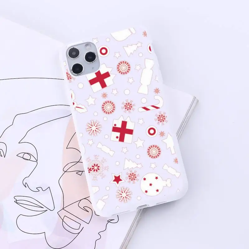 

Happy New Year Christmas print Phone Case Candy Color for iPhone 6 7 8 11 12 s mini pro X XS XR MAX Plus