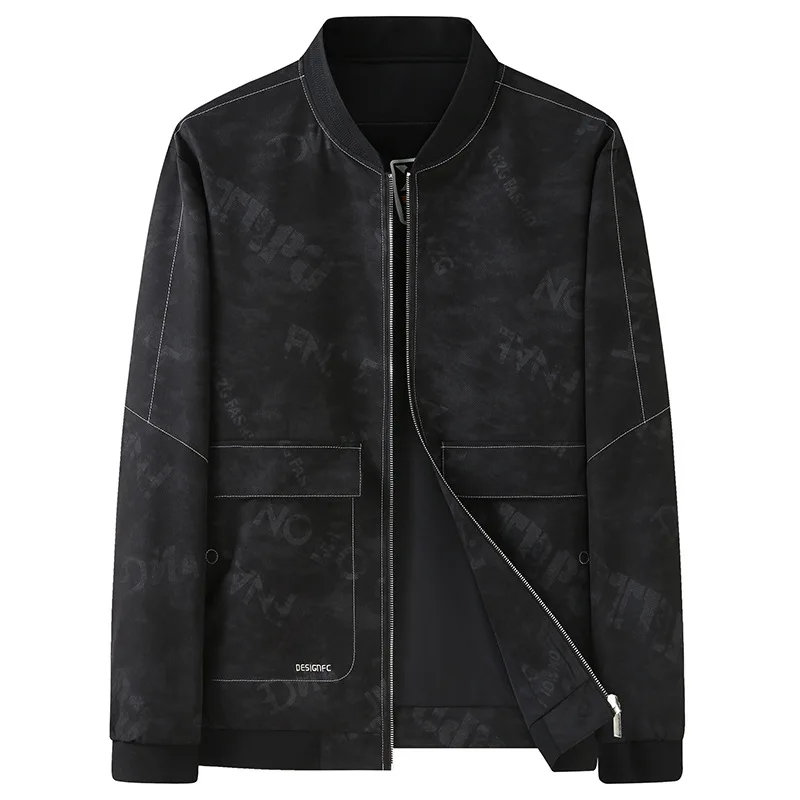 

Spring 2021 youth men's fattening oversize fashion casual baseball collar print coat men's work jacket