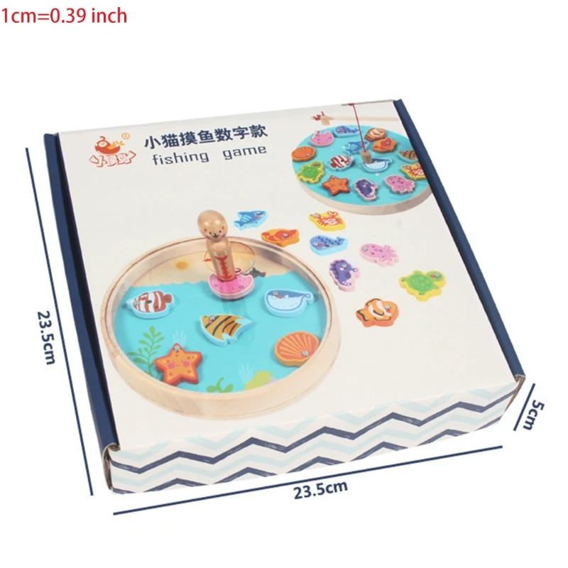 

1PC Wood Fishing Game Toy with Fishes Board Kids Board Game Educational Toys Magnetic Toy Wooden Pieces with Fish & Rod