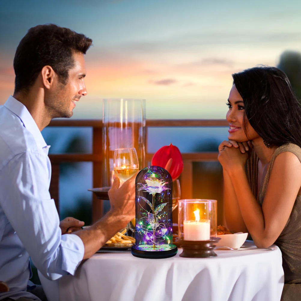 

Eternal Flower Galaxy Rose FlowerCreative Golden Rainbow Beauty And The Beast Rose Valentine Gift Wedding Decor Romantic Present