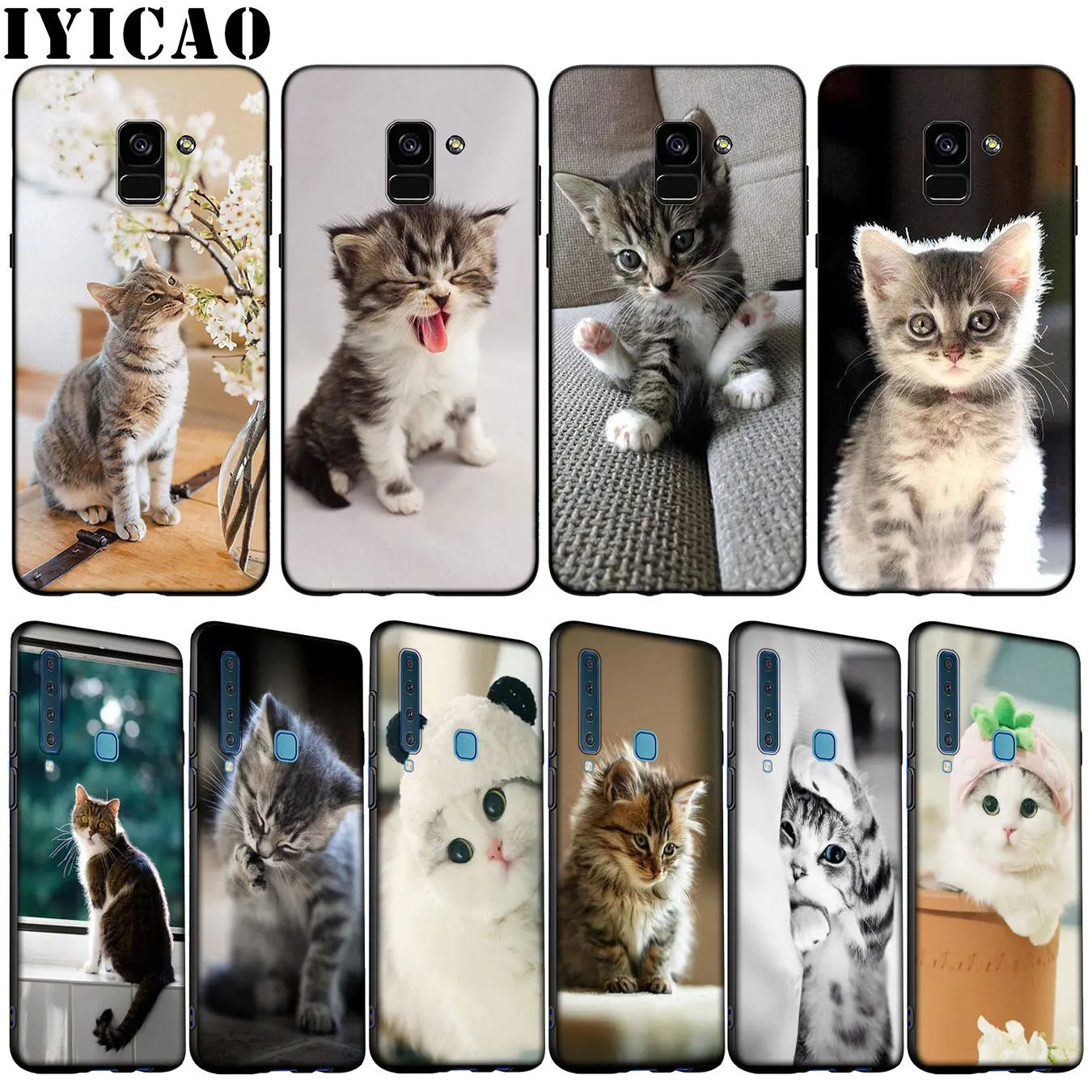Мягкий силиконовый чехол с милым котом для телефона Samsung Galaxy A6 A7 A8 A9 2018 A3 A5 2016 2017 Note