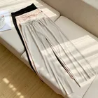 2022 летние брюки в Корейском стиле из шелка со льдом, женские свободные широкие брюки с высокой талией, женские повседневные брюки с эластичной резинкой на талии, высокое качество