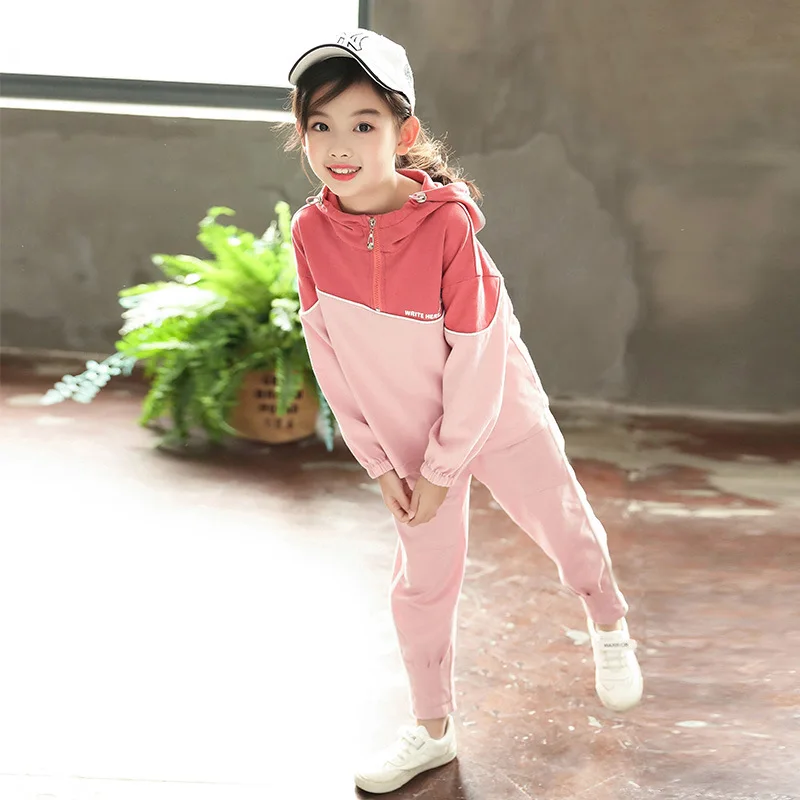 2019 г. Комплекты одежды для девочек куртка на молнии + штаны спортивный костюм