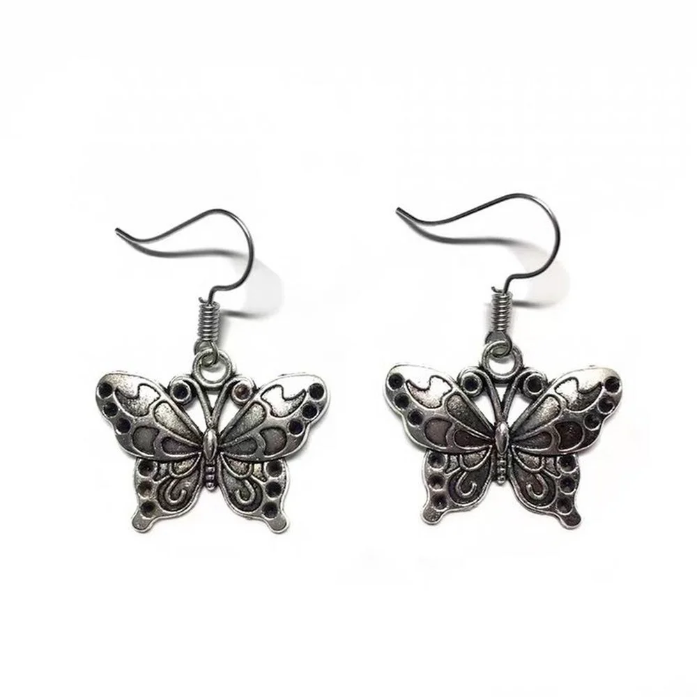 

2021 Fashion Butterfly Clip Earring For Women Personality Butterfly Ear Hook and Necklace Grunge Jewelry Earrings Wholesale