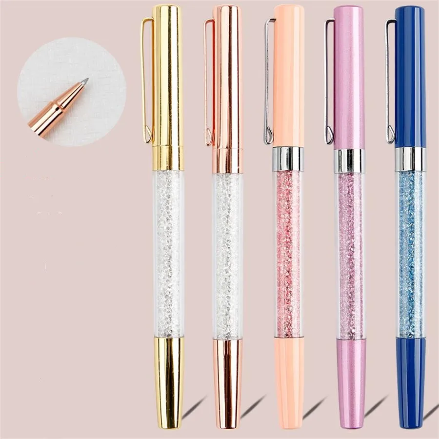 0 5 мм кристальная Черная гелевая ручка Kawaii металлическая шариковая для экзамена