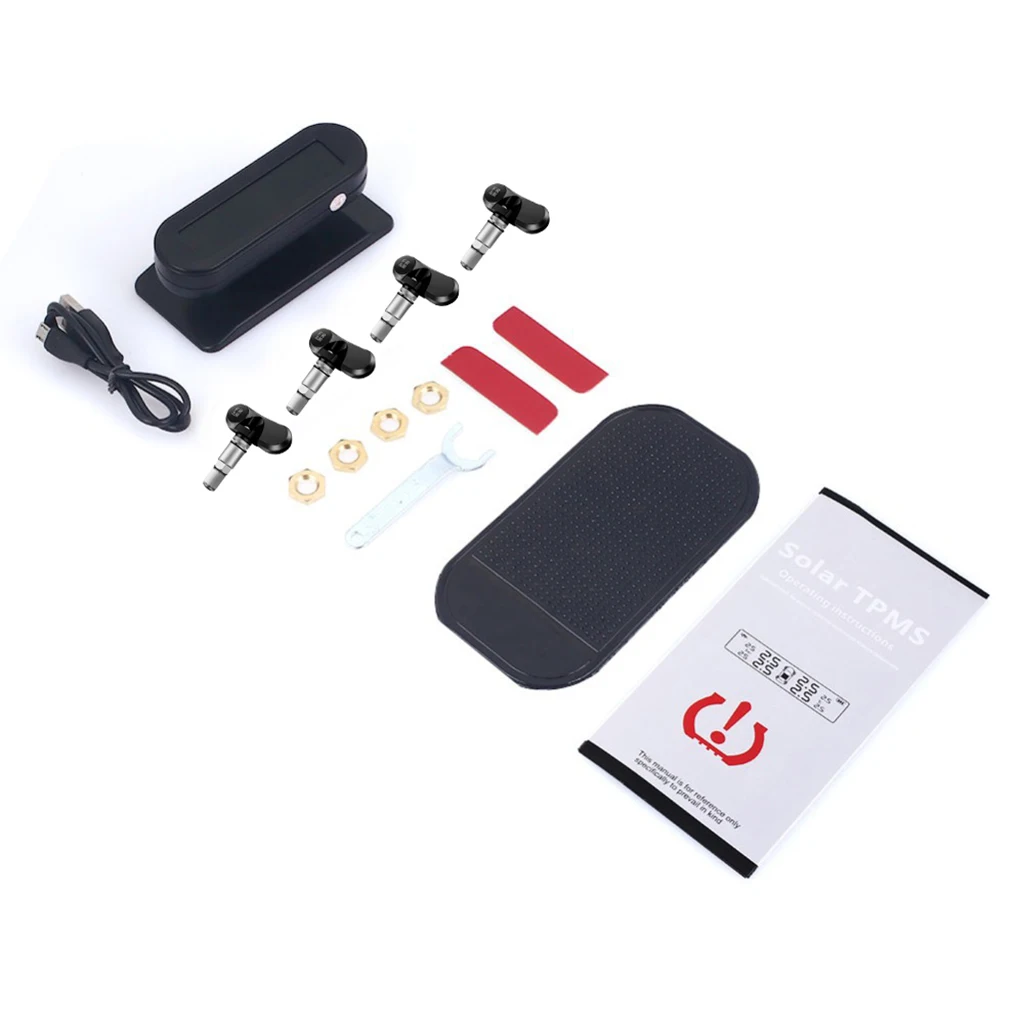Монитор давления в шинах автомобиля + Φ датчики TPMS на солнечной энергии для RV Black |