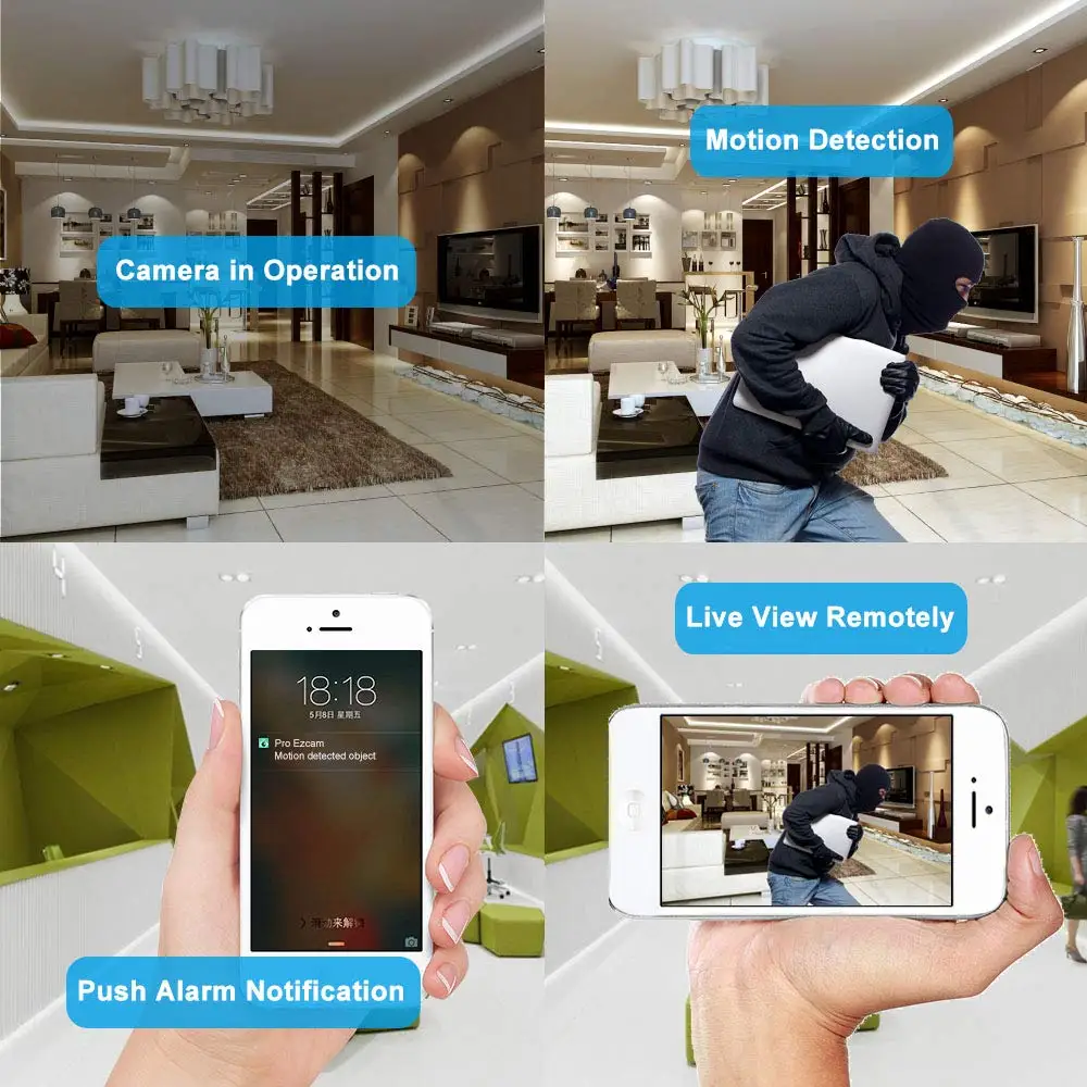 Беспроводная камера безопасности, 1080P батарея WiFi камера ИК ночного видения, PIR датчик движения, крытый/Открытый