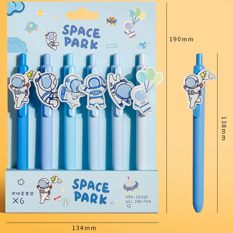 

6 pcs/set Artistic Press Gel Pen 0.5mm Kawaii Animal Space Unicorn Pen Black Ink for Writing Office School Kawaii Stationery