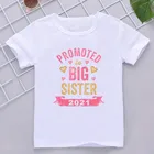 Детская футболка, летняя модная детская футболка, белая футболка с короткими рукавами, топы с надписью Big Sister 2021, детская одежда